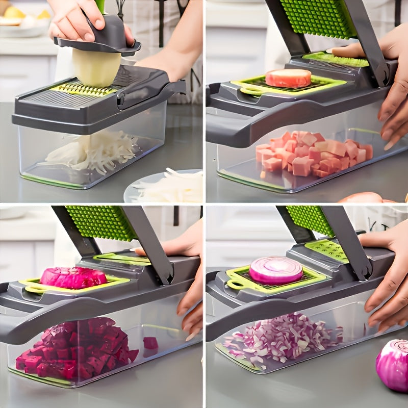 Multifunctional Vegetable Cutter 16-in-1 with Catch Container