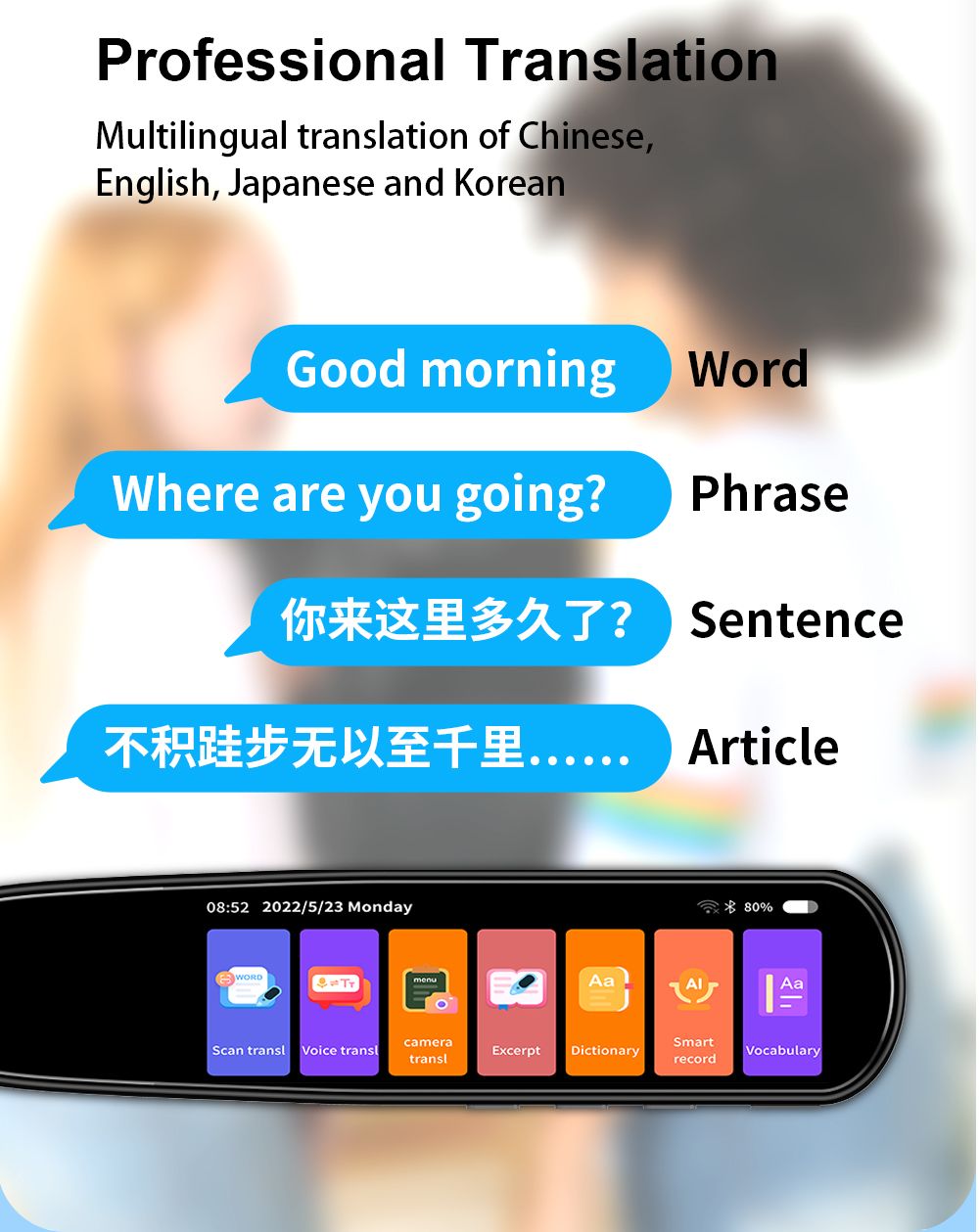 Genauer 112-languages translation and reading pen Viskana