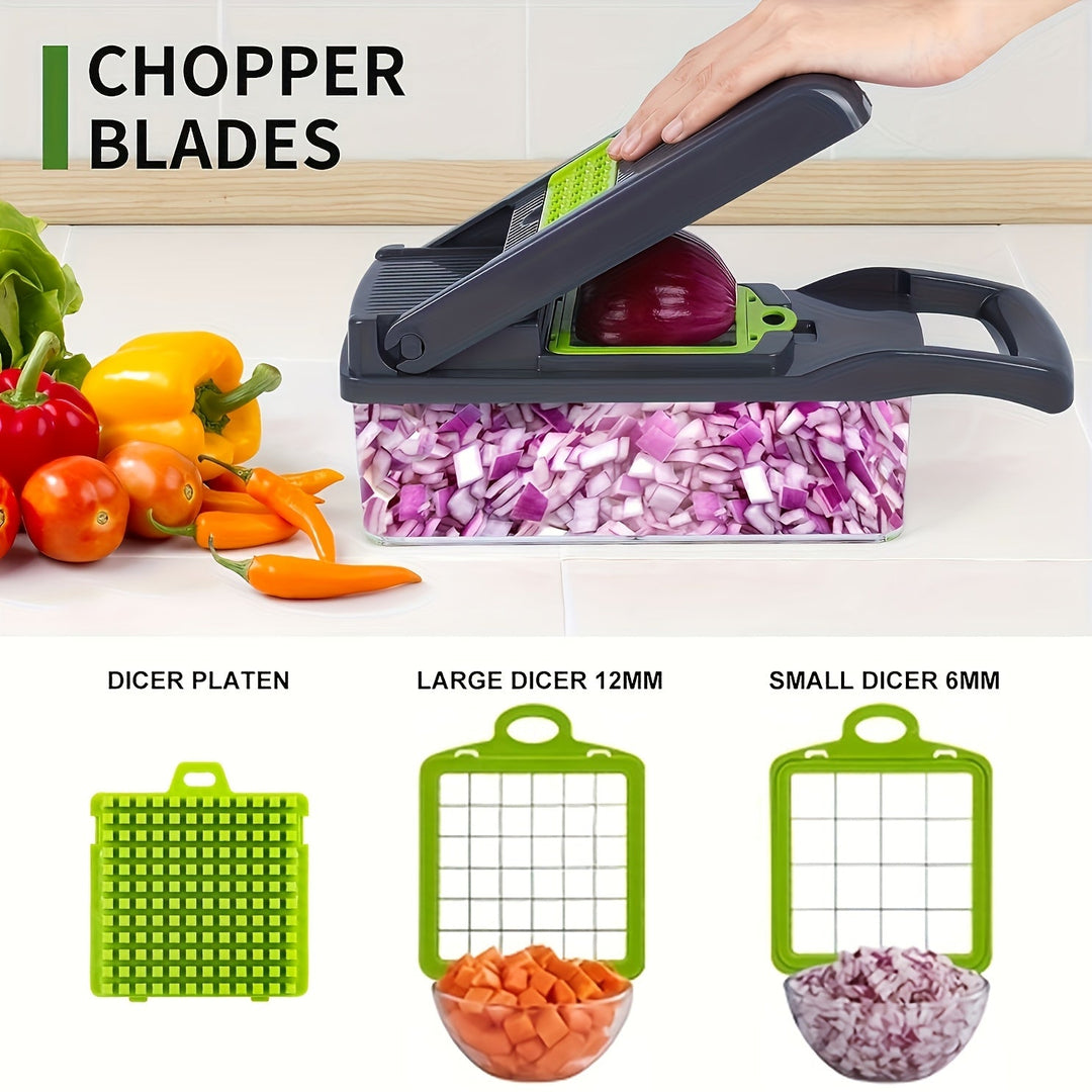 Multifunctional Vegetable Cutter 16-in-1 with Catch Container