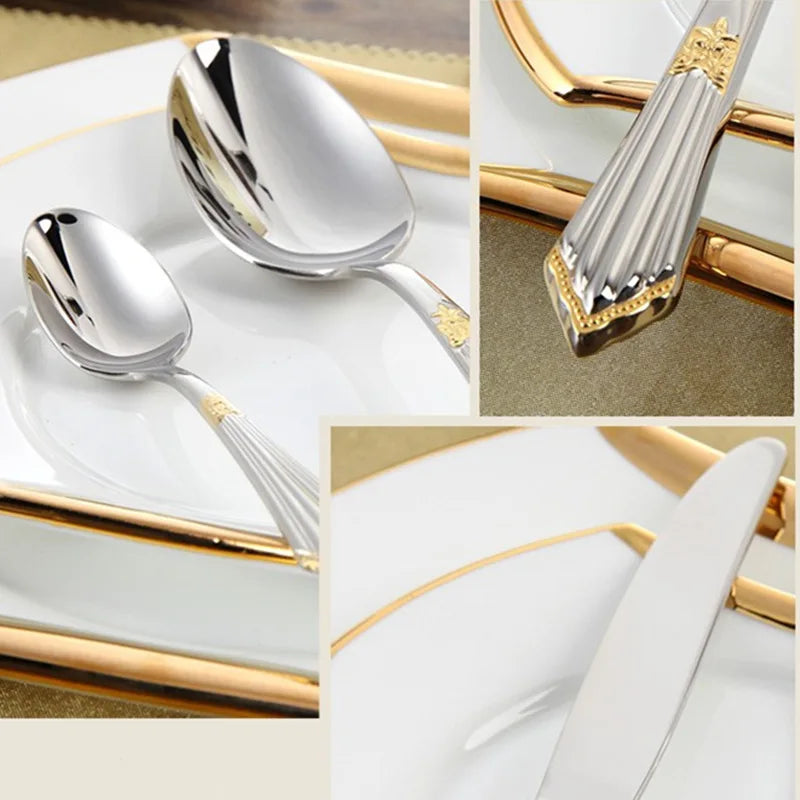 Viskana 4-Piece Luxury Gold Inlay Cutlery Set