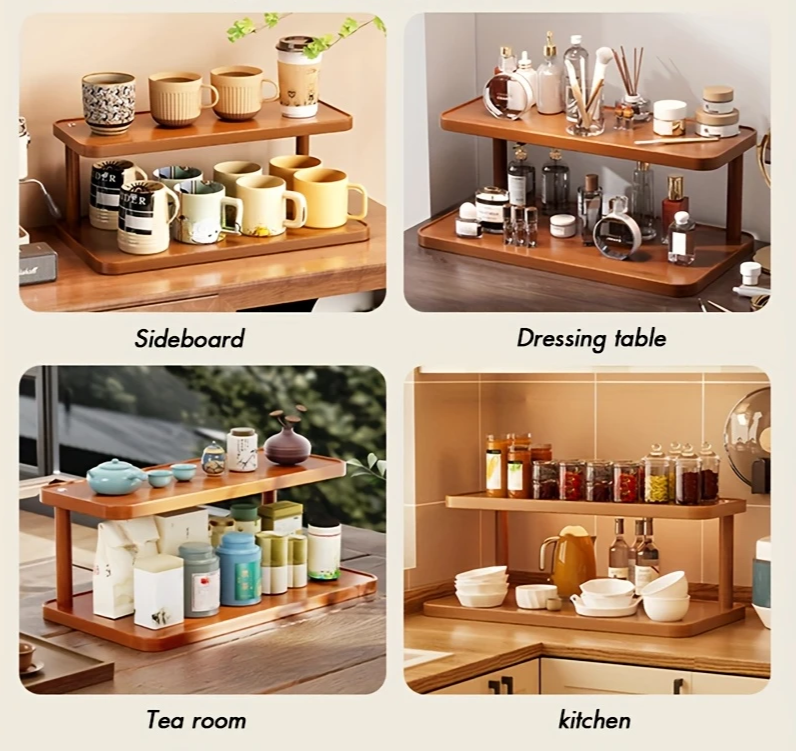 BambuCasa 2-tier wooden shelf Viskana