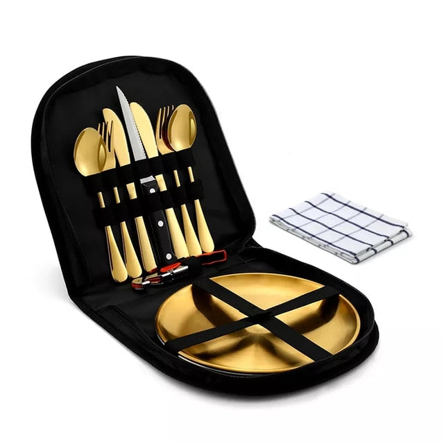 Camping Tableware Set Stainless Steel Picnic Cutlery Set Viskana
