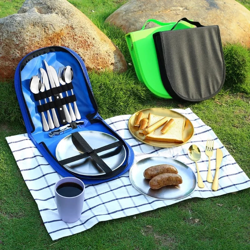 Camping Tableware Set Stainless Steel Picnic Cutlery Set Viskana