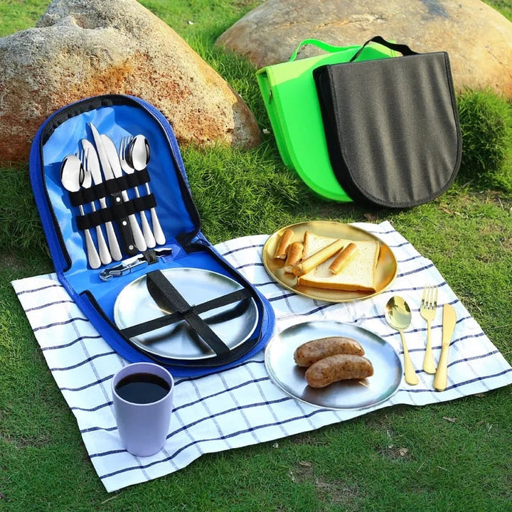 Camping Tableware Set Stainless Steel Picnic Cutlery Set Viskana