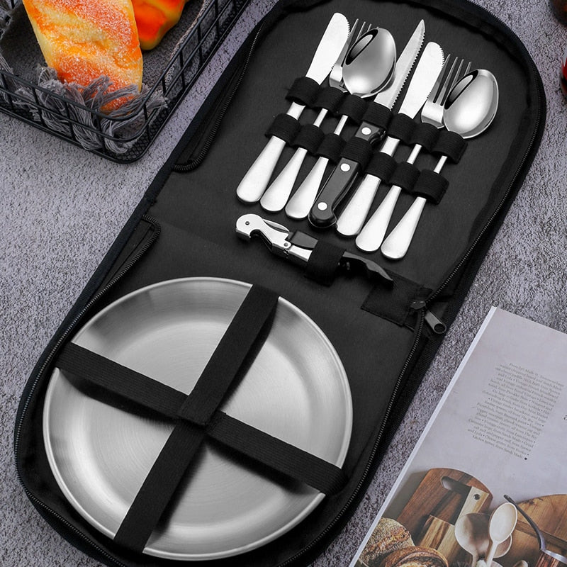 Camping Tableware Set Stainless Steel Picnic Cutlery Set Viskana