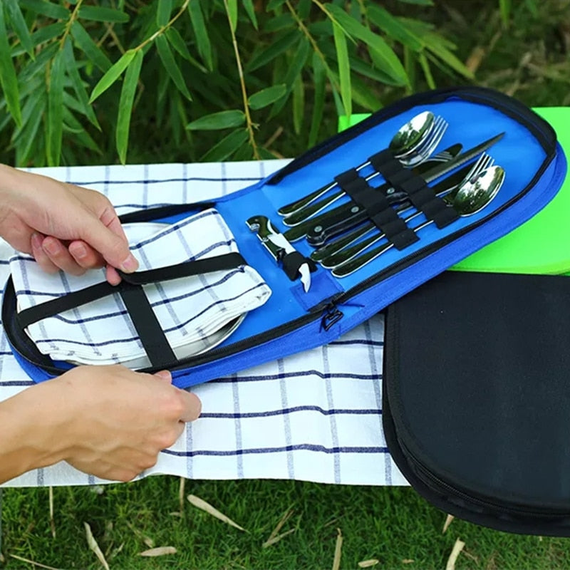 Camping Tableware Set Stainless Steel Picnic Cutlery Set Viskana