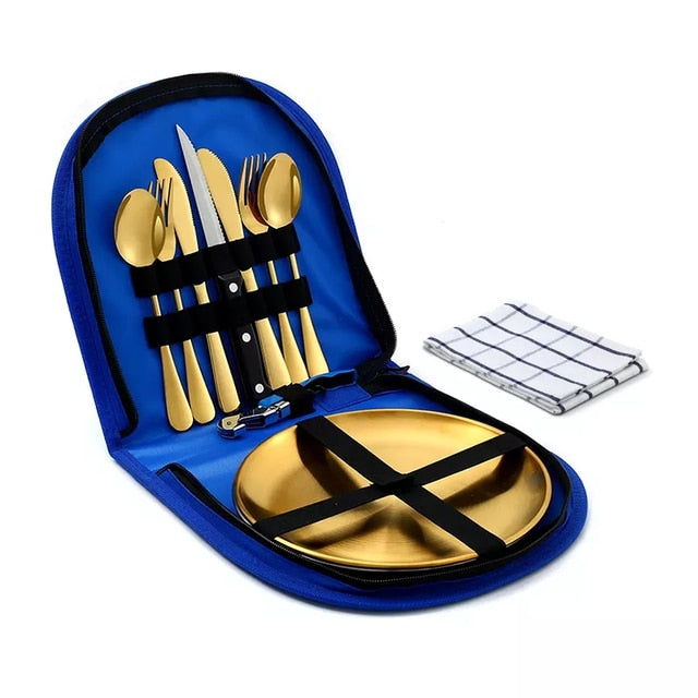 Camping Tableware Set Stainless Steel Picnic Cutlery Set Viskana