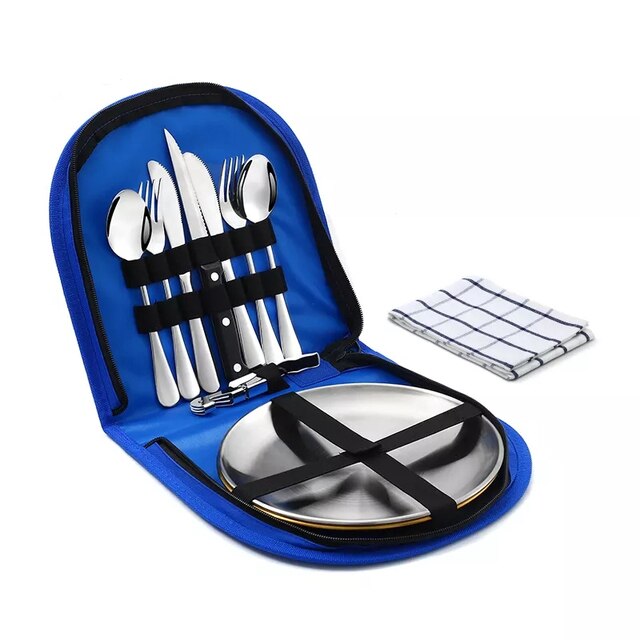 Camping Tableware Set Stainless Steel Picnic Cutlery Set Viskana