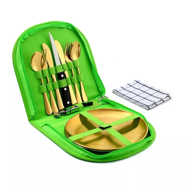 Camping Tableware Set Stainless Steel Picnic Cutlery Set Viskana