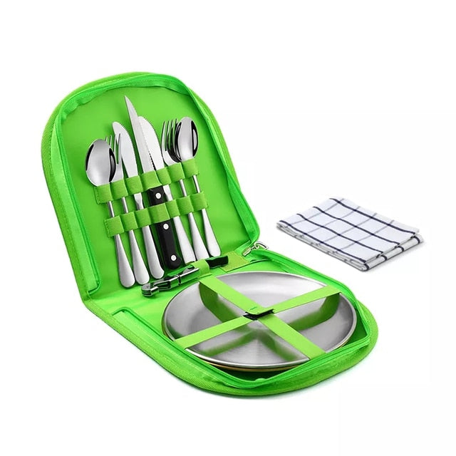 Camping Tableware Set Stainless Steel Picnic Cutlery Set Viskana