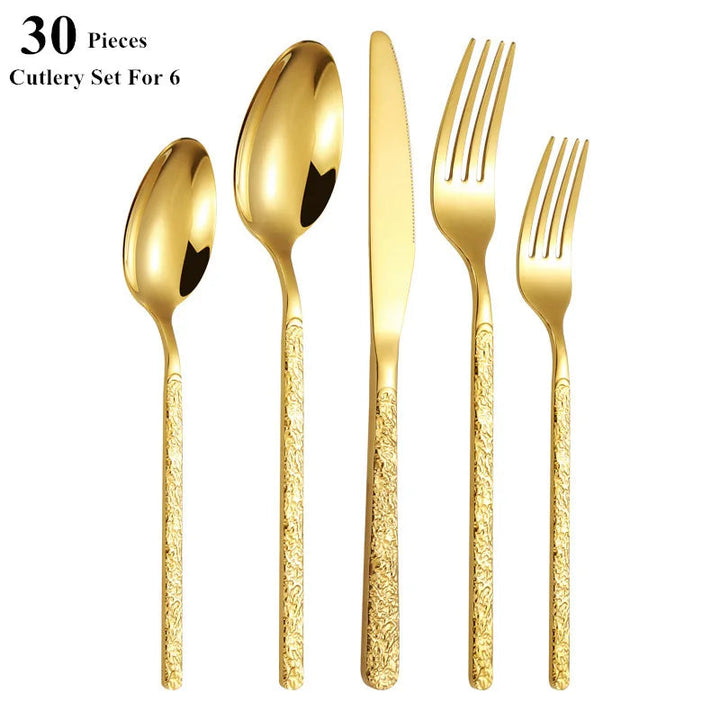 Viskana 30-Piece Luxury Golden Cutlery Set