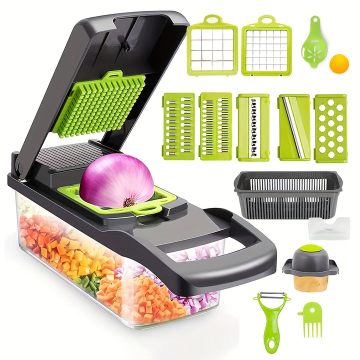 Multifunctional Vegetable Cutter 16-in-1 with Catch Container