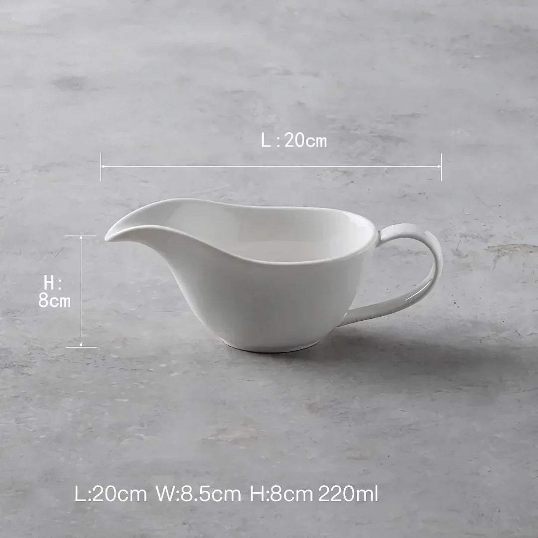 Viskana Elegant Ceramic Gravy Boat for Sauces and Dressings - 220ml