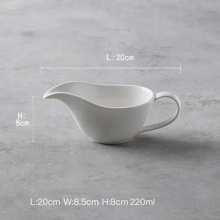 Viskana Elegant Ceramic Gravy Boat for Sauces and Dressings - 220ml