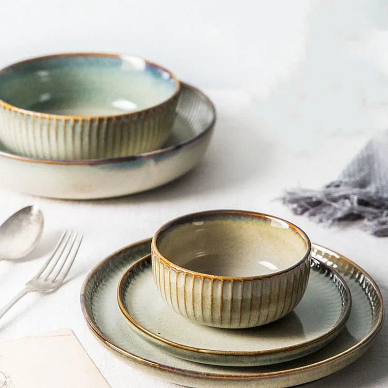 Ceramic Dessert Plate and Rice Bowl Tableware Kitchen Dinnerware Viskana