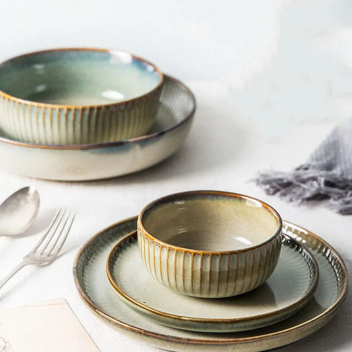 Ceramic Dessert Plate and Rice Bowl Tableware Kitchen Dinnerware Viskana