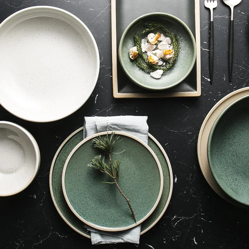 Ceramic Dinner Plate Elegant Western Tableware for Steak and Salads Viskana