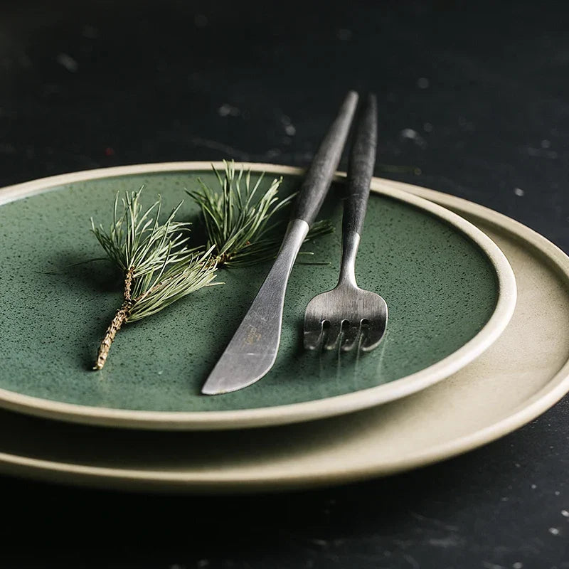 Ceramic Dinner Plate Elegant Western Tableware for Steak and Salads Viskana