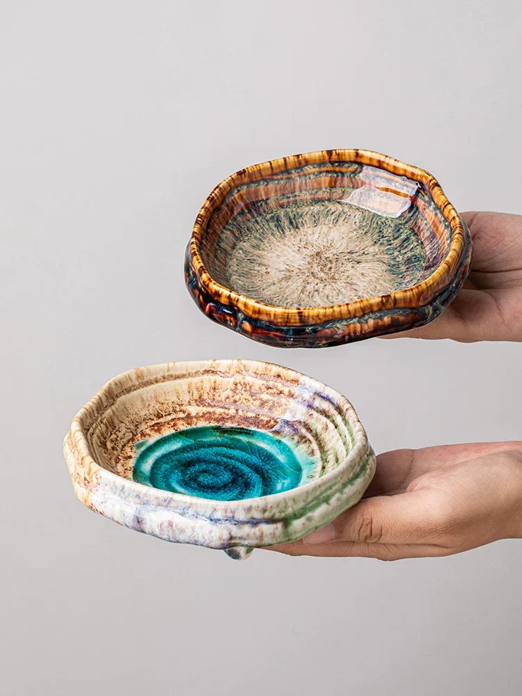 Ceramic Ice Cracked Glaze Molecular Cuisine Tableware Dessert Platter Viskana