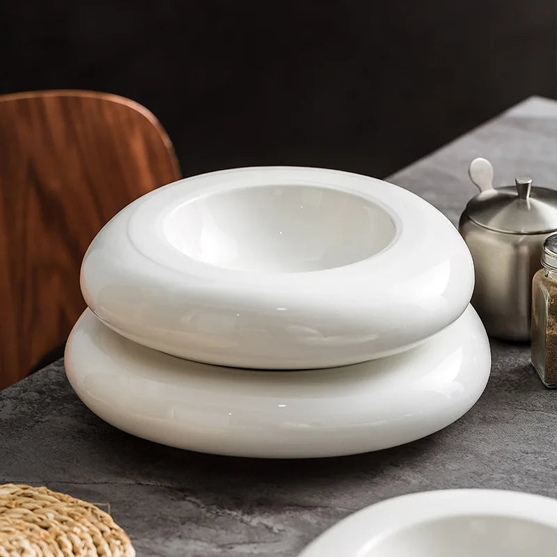 Ceramic Insulation Plate White Irregular Cold Dish Plate for Cuisine Viskana