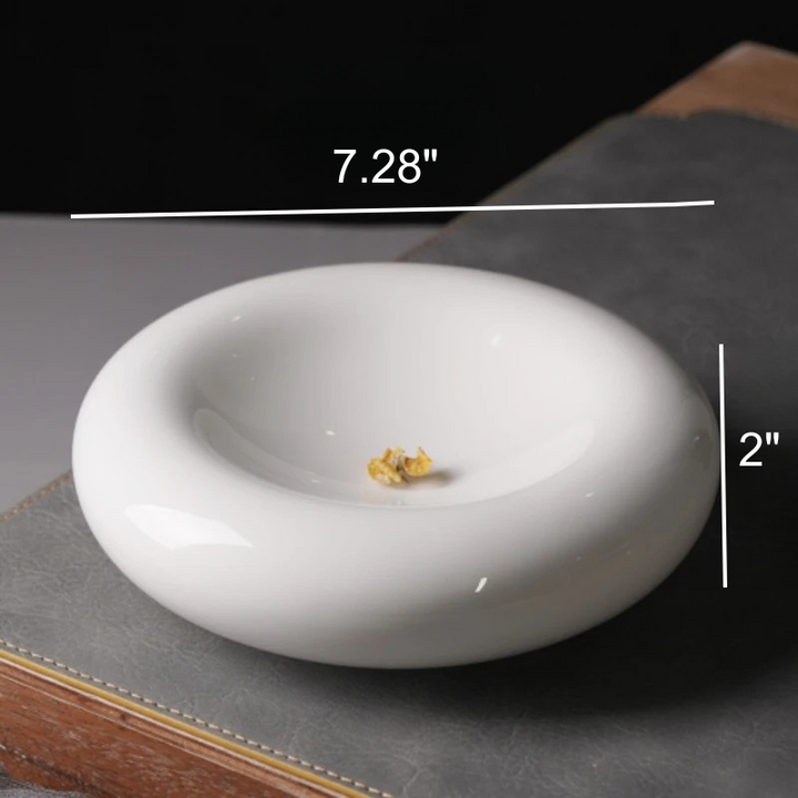 Creative Circular White Ceramic Plate with Double Layer Insulation Viskana