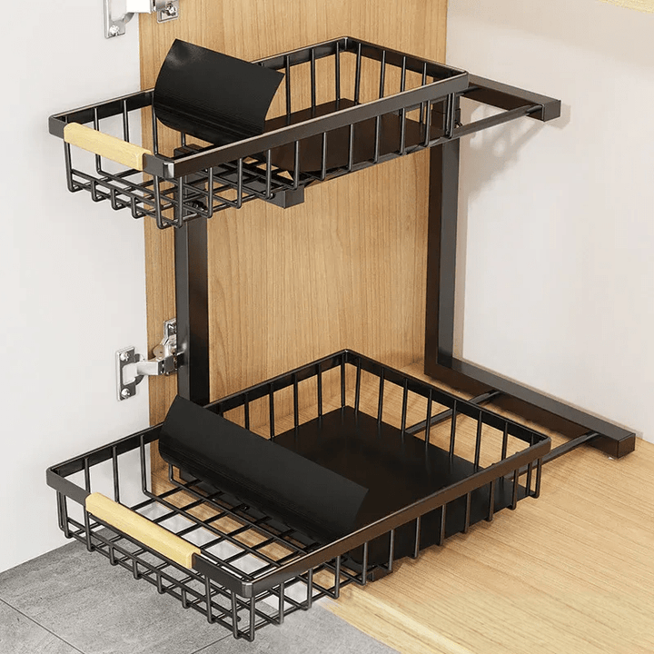 Viskana Curcura – Heavy-Duty Adjustable Steel Under Sink Organizer for Kitchen & Bathroom
