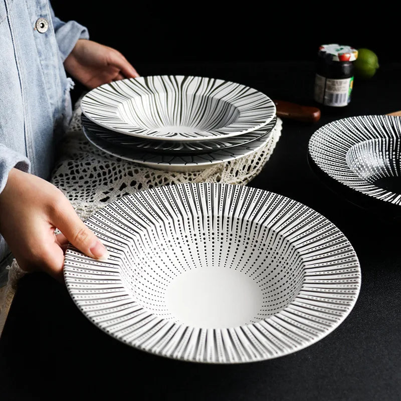 Viskana Elegant Ceramic Deep Plates for Pasta, Soup, and Salads