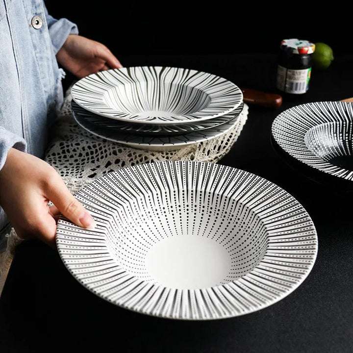 Viskana Elegant Ceramic Deep Plates for Pasta, Soup, and Salads