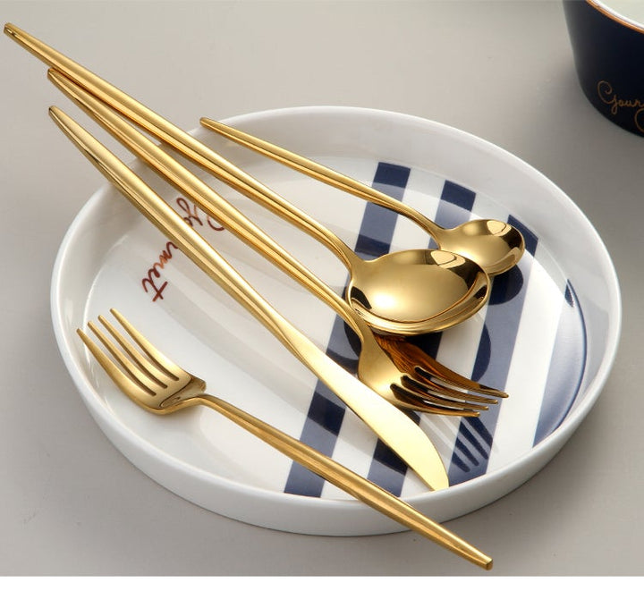 Viskana RoyalGlimmer Gold Cutlery Set - Gold Cutlery Set for a Luxurious Table Decoration