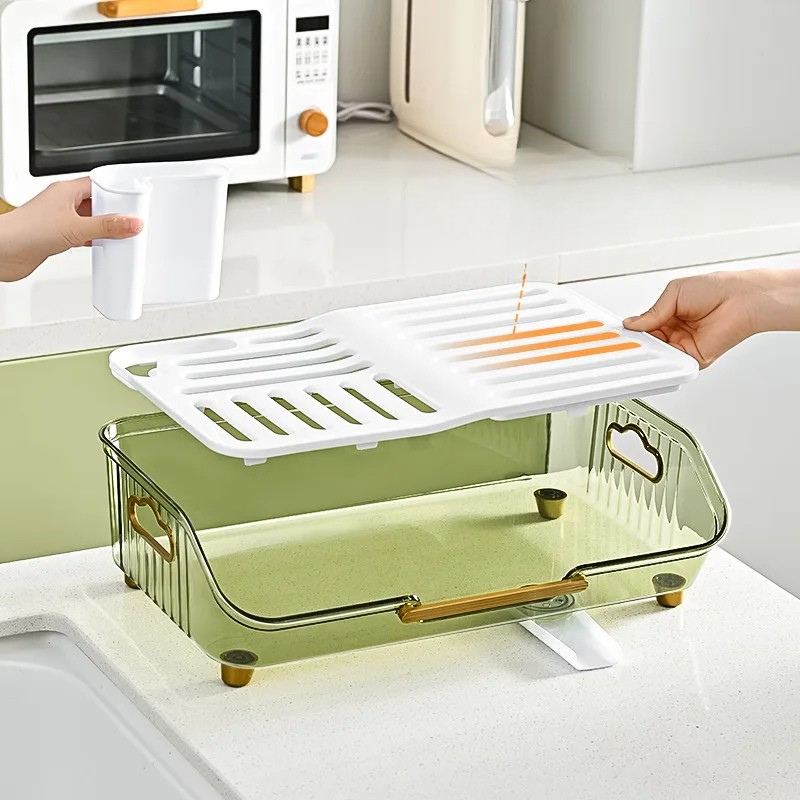 Detachable Sink Dish Drainer Countertop Organizer with Utensil Holder Viskana