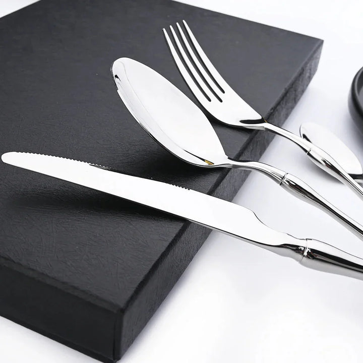 Dinnerware Vintage Cutlery Set Stainless Steel Mirror Silverware Set Viskana