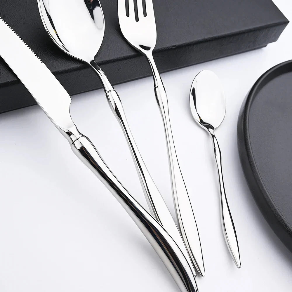 Dinnerware Vintage Cutlery Set Stainless Steel Mirror Silverware Set Viskana