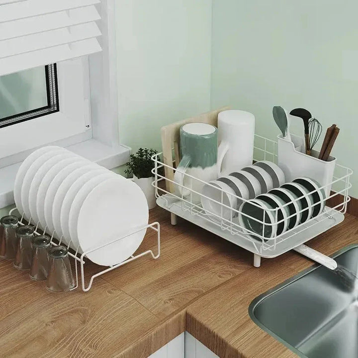 Double Stainless Steel Bowl and Dish Drain Rack Dishware Cleaning Rack Viskana
