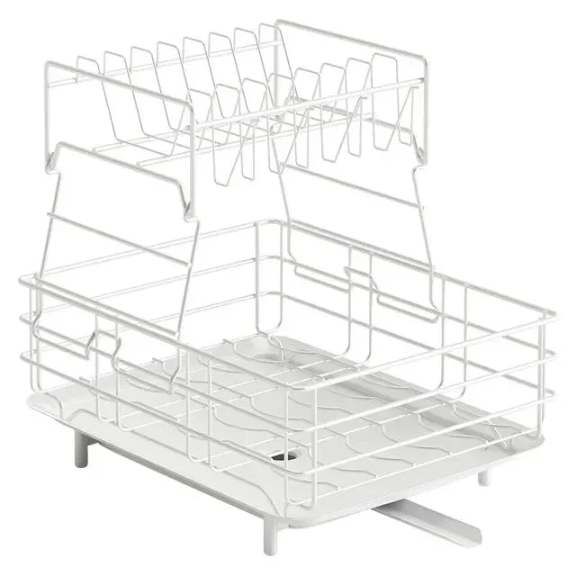 Double Stainless Steel Bowl and Dish Drain Rack Dishware Cleaning Rack Viskana