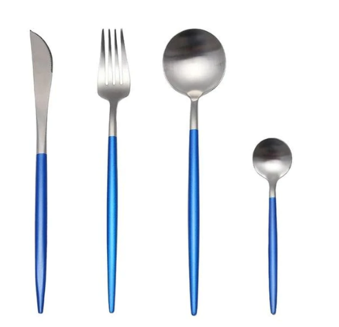 Viskana Luxury 24-Piece Gold-Silver Cutlery Set for Stylish Table Setting