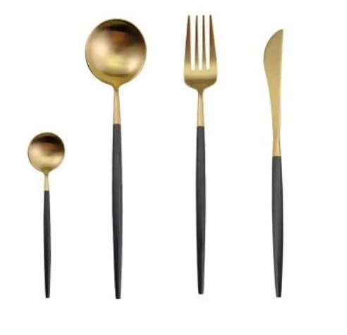 Viskana Luxury 24-Piece Gold-Silver Cutlery Set for Stylish Table Setting