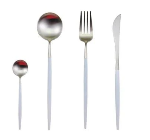 Viskana Luxury 24-Piece Gold-Silver Cutlery Set for Stylish Table Setting