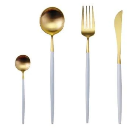 Viskana Luxury 24-Piece Gold-Silver Cutlery Set for Stylish Table Setting