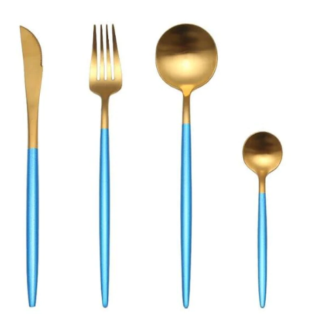 Viskana Luxury 24-Piece Gold-Silver Cutlery Set for Stylish Table Setting