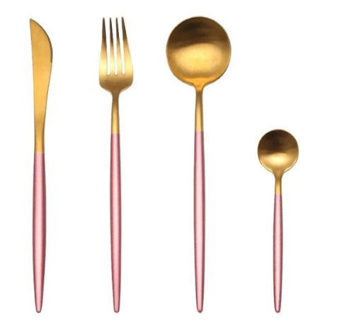 Viskana Luxury 24-Piece Gold-Silver Cutlery Set for Stylish Table Setting
