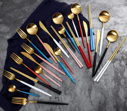 Viskana Luxury 24-Piece Gold-Silver Cutlery Set for Stylish Table Setting