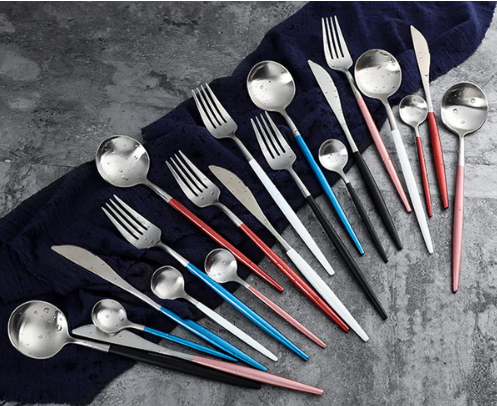 Viskana Luxury 24-Piece Gold-Silver Cutlery Set for Stylish Table Setting