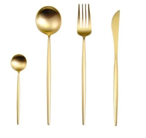 Viskana Luxury 24-Piece Gold-Silver Cutlery Set for Stylish Table Setting
