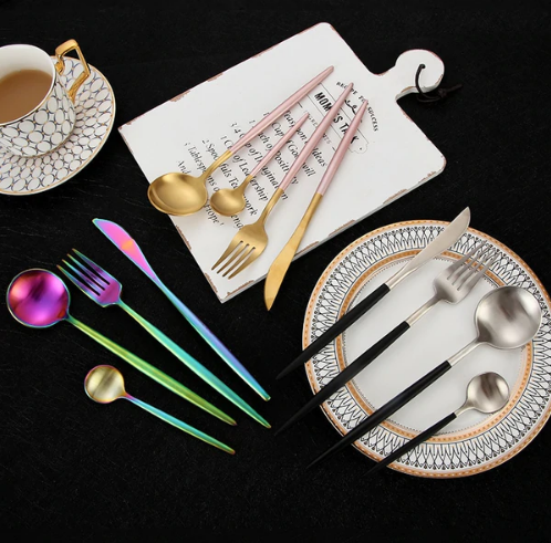 Viskana Luxury 24-Piece Gold-Silver Cutlery Set for Stylish Table Setting