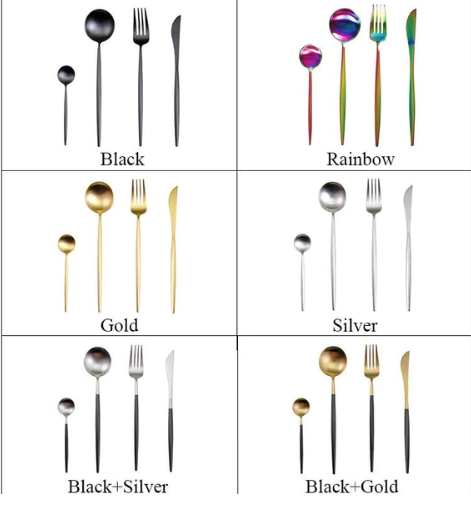 Viskana Luxury 24-Piece Gold-Silver Cutlery Set for Stylish Table Setting