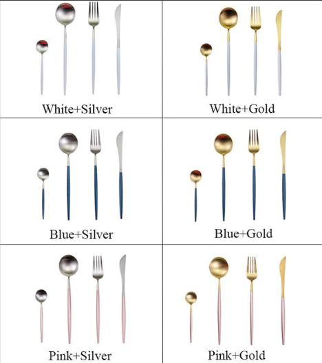 Viskana Luxury 24-Piece Gold-Silver Cutlery Set for Stylish Table Setting