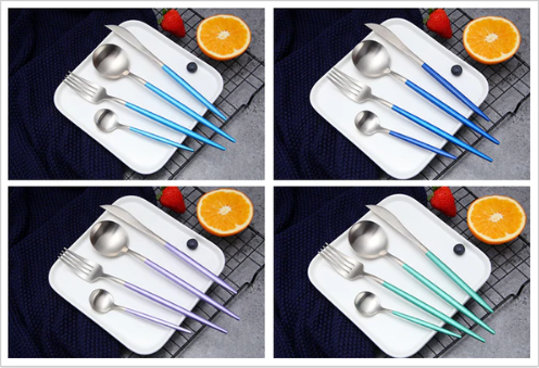 Viskana Luxury 24-Piece Gold-Silver Cutlery Set for Stylish Table Setting