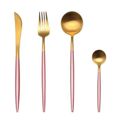 Viskana Luxury 24-Piece Gold-Silver Cutlery Set for Stylish Table Setting