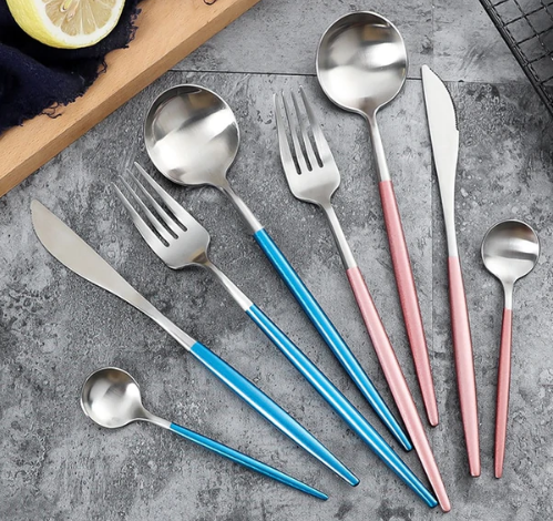Viskana Luxury 24-Piece Gold-Silver Cutlery Set for Stylish Table Setting