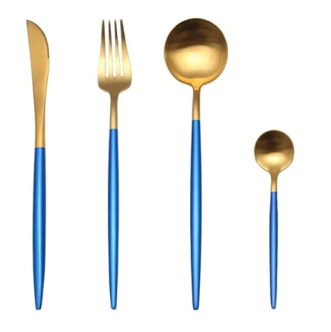 Viskana Luxury 24-Piece Gold-Silver Cutlery Set for Stylish Table Setting